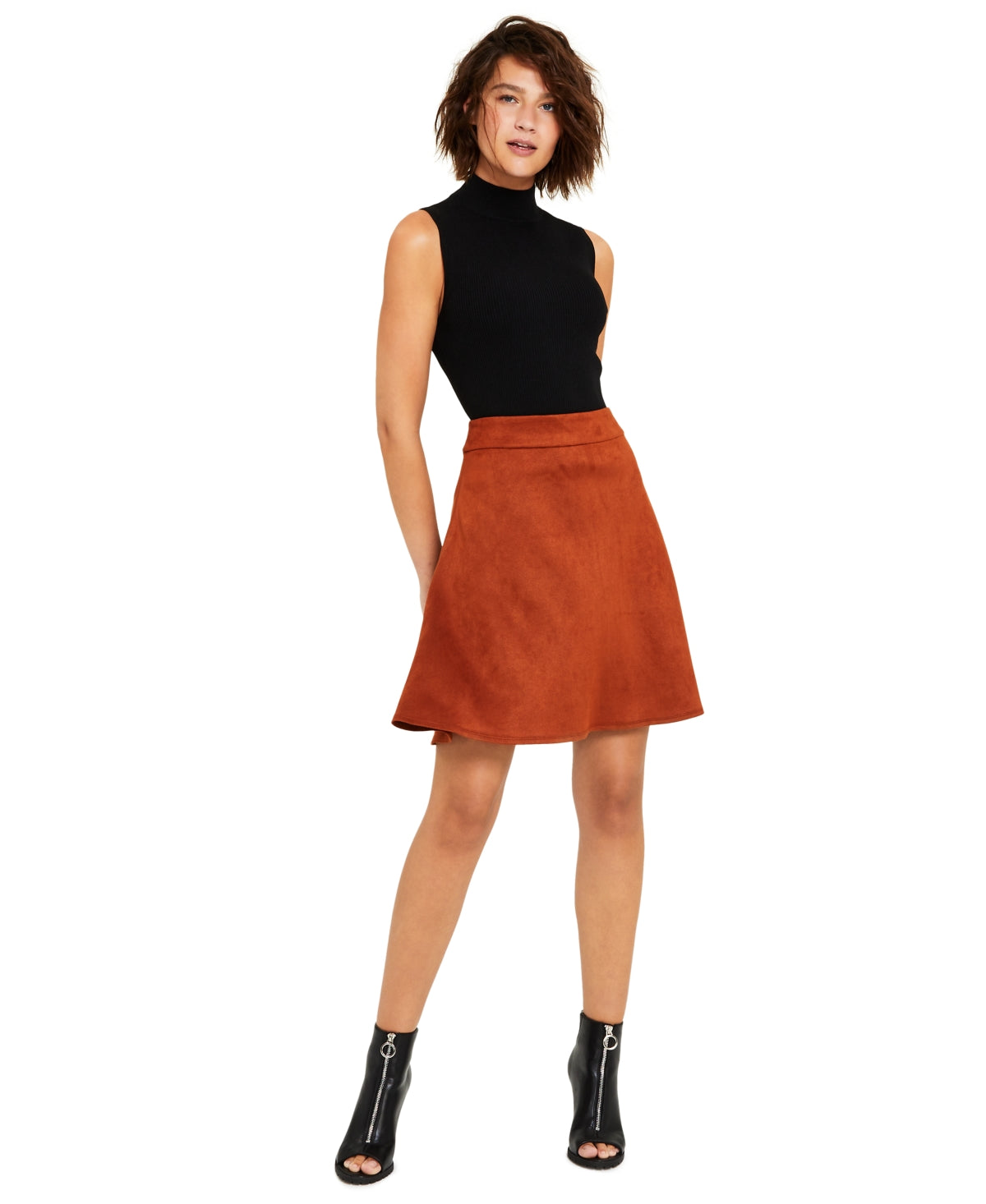 Bar Iii Women's Faux-Suede Flared Skirt, Created for Macy's - Clay Size 4 - Bellso